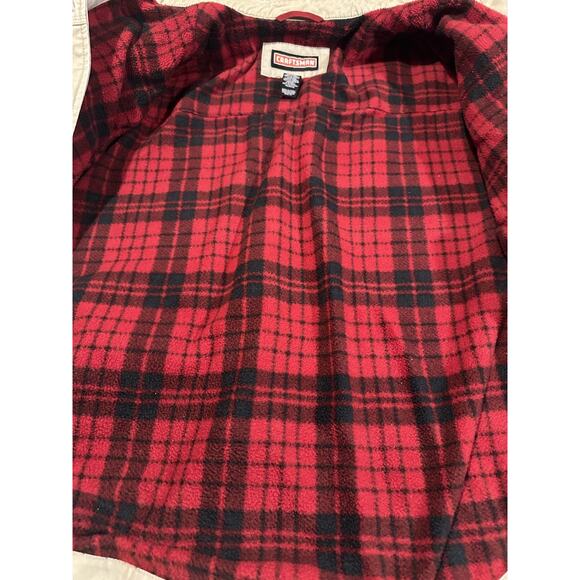 Craftsman Men's Lined Canvas Shirt Jacket Size L Tan Khaki Flannel Interior Work - Picture 6 of 7